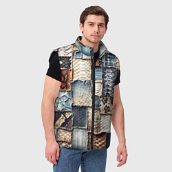 Мужской жилет Змеиная кожа - пэчворк, цвет: 3D-черный — фото 2