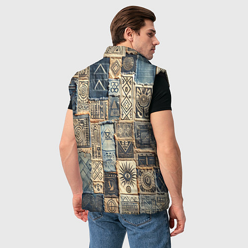 Мужской жилет Татуировки племени майя пэчворк / 3D-Черный – фото 4
