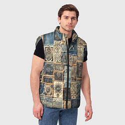 Мужской жилет Татуировки племени майя пэчворк, цвет: 3D-светло-серый — фото 2