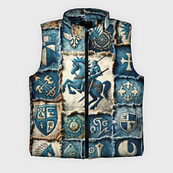 Мужской жилет Рыцарь на пэчворк дениме, цвет: 3D-черный