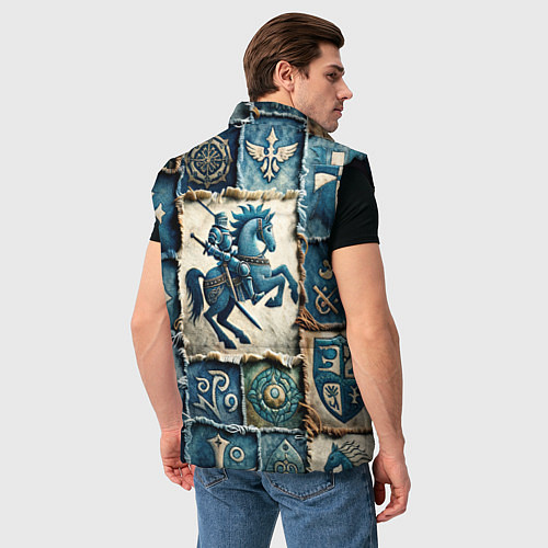Мужской жилет Рыцарь на пэчворк дениме / 3D-Черный – фото 4