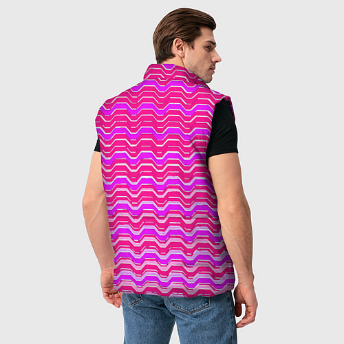 Мужской жилет Розовые линии и белые полосы / 3D-Черный – фото 4