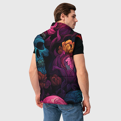 Мужской жилет Яркие цветы с черепами / 3D-Красный – фото 4