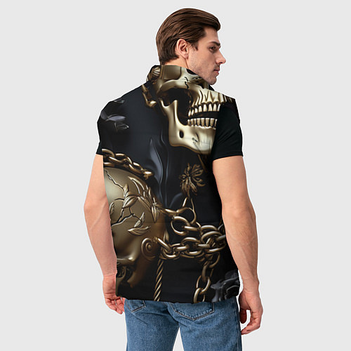 Мужской жилет Прикованные цепями черепа / 3D-Черный – фото 4