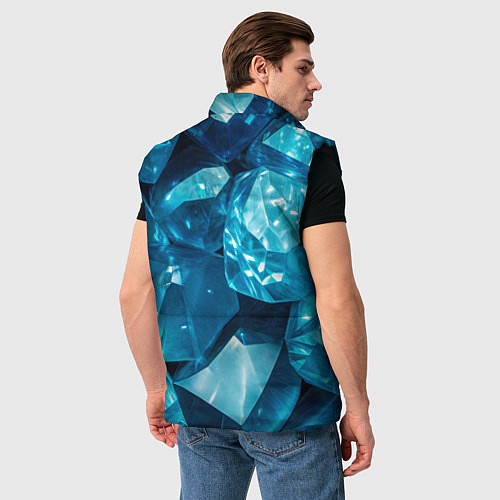Мужской жилет Голубой камень апатит - текстура / 3D-Черный – фото 4