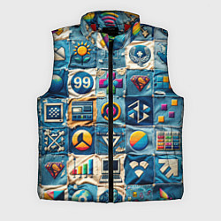 Мужской жилет Пэчворк деним из девяностых, цвет: 3D-красный