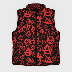 Мужской жилет Узор анархия красный, цвет: 3D-черный