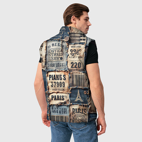 Мужской жилет Пэчворк джинсы из Парижа / 3D-Черный – фото 4