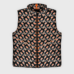 Мужской жилет Оранжевые киберпанк ячейки на чёрном фоне, цвет: 3D-черный