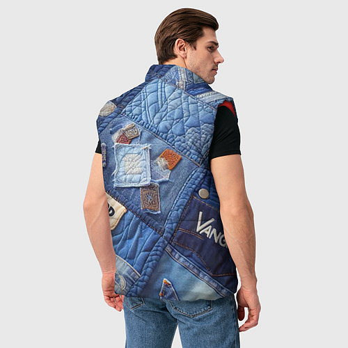 Мужской жилет Vanguard jeans patchwork - ai art / 3D-Красный – фото 4