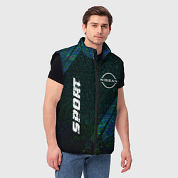 Мужской жилет Nissan sport glitch blue, цвет: 3D-черный — фото 2