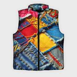 Мужской жилет Colorful denim patchwork - ai art, цвет: 3D-черный