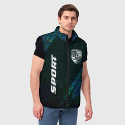 Мужской жилет Porsche sport glitch blue, цвет: 3D-черный — фото 2