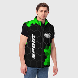 Мужской жилет FAW green sport hexagon, цвет: 3D-черный — фото 2