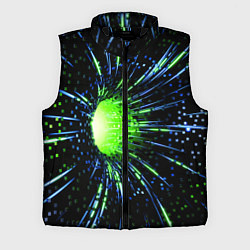 Мужской жилет Червоточина - хаотичные кубы с лучами и свечением, цвет: 3D-черный
