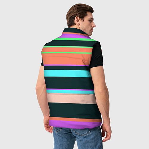 Мужской жилет Цветные разные полосы / 3D-Черный – фото 4