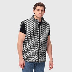 Мужской жилет Чёрно-белые волнистые линии, цвет: 3D-светло-серый — фото 2