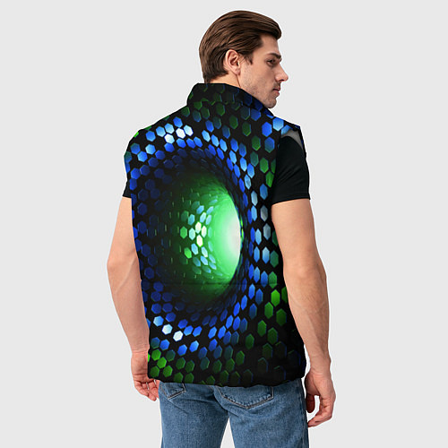 Мужской жилет Червоточина - гексагональные чешуйки со свечением / 3D-Светло-серый – фото 4