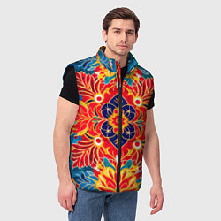 Мужской жилет Традиционный индонезийский цветочный узор в стиле, цвет: 3D-черный — фото 2