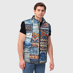 Мужской жилет Пэчворк узоры индейцев, цвет: 3D-черный — фото 2