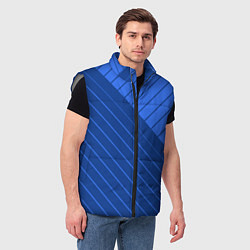 Мужской жилет Сине-голубой косые полосы, цвет: 3D-светло-серый — фото 2
