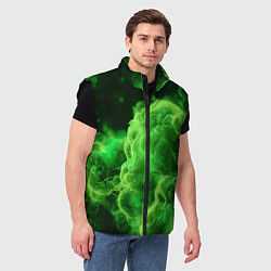 Мужской жилет Зелёный густой дым - inferno green, цвет: 3D-черный — фото 2