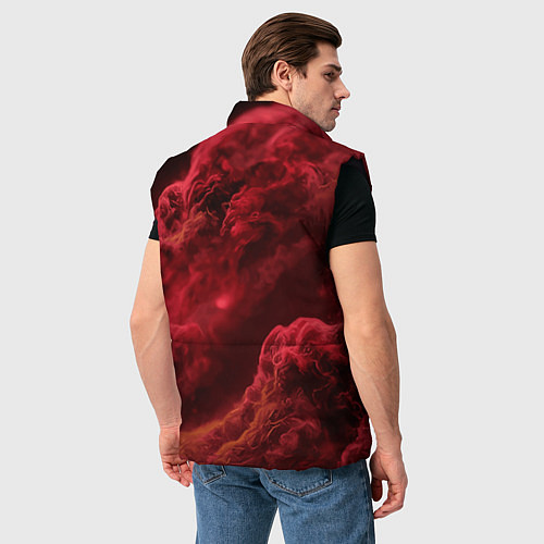 Мужской жилет Красный густой дым инферно - inferno red / 3D-Черный – фото 4