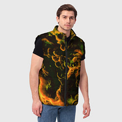 Мужской жилет Жёлтое огненное пламя инферно - inferno yellow, цвет: 3D-черный — фото 2