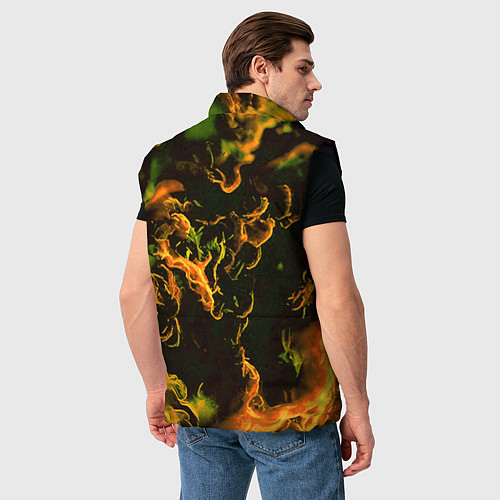 Мужской жилет Жёлтое огненное пламя инферно - inferno yellow / 3D-Черный – фото 4