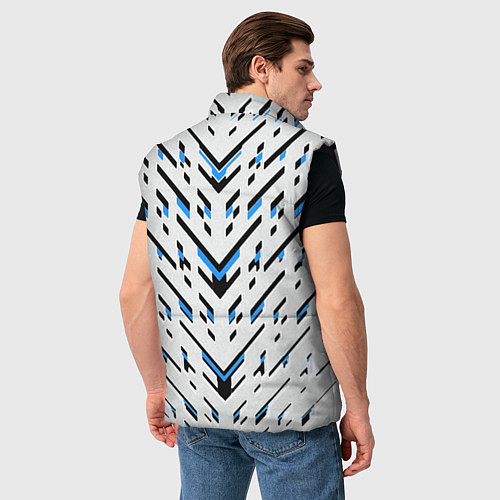 Мужской жилет Black and blue stripes on a white background / 3D-Черный – фото 4
