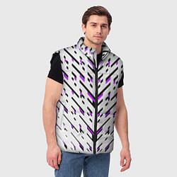 Мужской жилет Black and purple stripes on a white background, цвет: 3D-черный — фото 2