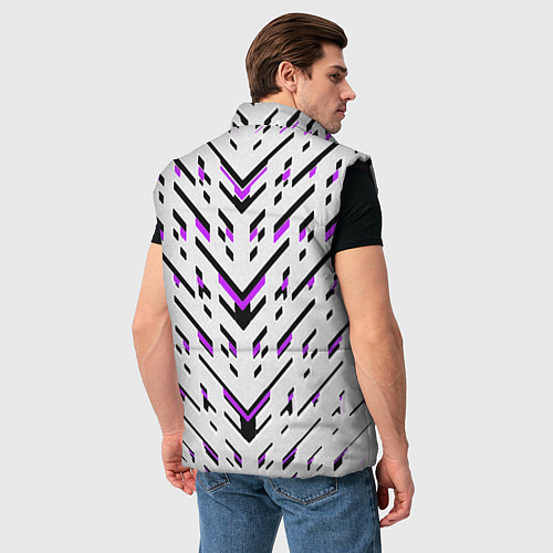 Мужской жилет Black and purple stripes on a white background / 3D-Черный – фото 4