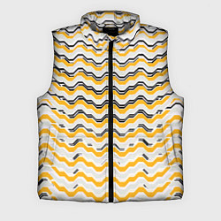Мужской жилет Чёрные и жёлтые полосы на белом фоне, цвет: 3D-светло-серый