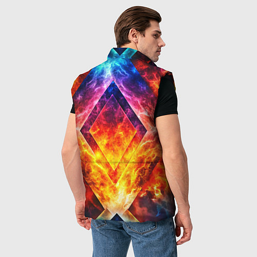 Мужской жилет Красочный неоновый узор с огнем на фоне / 3D-Черный – фото 4