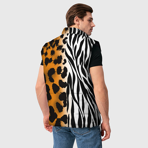 Мужской жилет Леопардовые пятна с полосками зебры / 3D-Черный – фото 4
