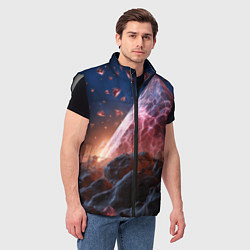 Мужской жилет Абстрактная пирамида космическая, цвет: 3D-светло-серый — фото 2