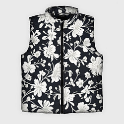 Мужской жилет Патерн белых цветов на черном фоне, цвет: 3D-черный