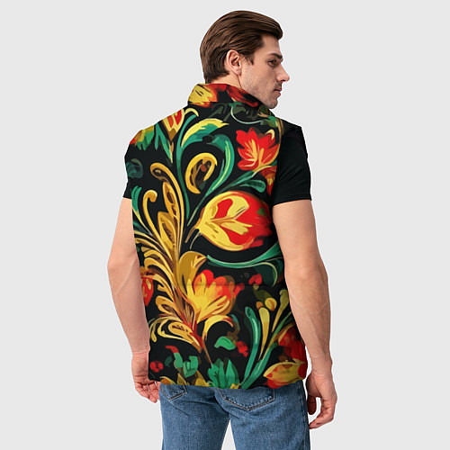 Мужской жилет Хохлома акварель / 3D-Черный – фото 4