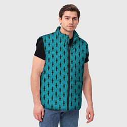 Мужской жилет Бирюзовый с чёрными горошками, цвет: 3D-черный — фото 2