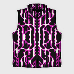 Мужской жилет Техно белые линии с розовой обводкой на чёрном фон, цвет: 3D-светло-серый