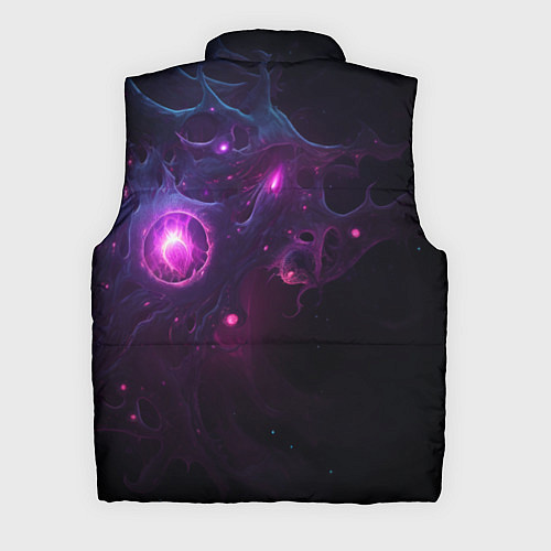 Мужской жилет Космическая объемная абстракция с фиолетовым свече / 3D-Светло-серый – фото 2