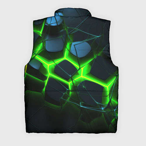 Мужской жилет Зеленый неон и разлом плит / 3D-Светло-серый – фото 2