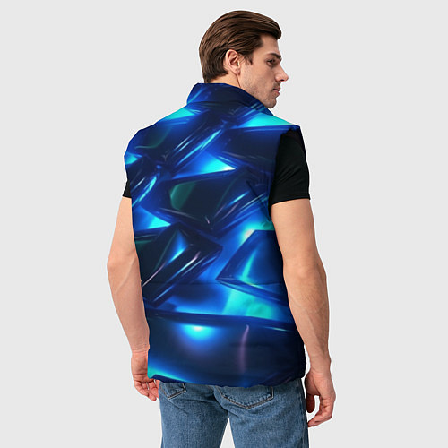 Мужской жилет Синие абстрактные неоновые плиты / 3D-Черный – фото 4