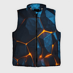 Мужской жилет Разлом плит с оранжевым свечением, цвет: 3D-светло-серый