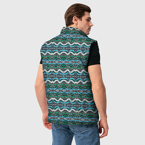 Мужской жилет Голубые абстрактные волны / 3D-Черный – фото 4