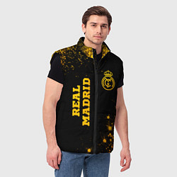 Мужской жилет Real Madrid - gold gradient вертикально, цвет: 3D-черный — фото 2