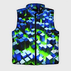 Мужской жилет Синие блоки в зеленом тумане