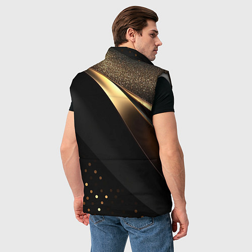 Мужской жилет Золотой герб России на черно-золотой текстуре / 3D-Светло-серый – фото 4