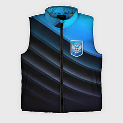 Мужской жилет Герб России и черно-синяя абстракция