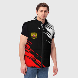 Мужской жилет Герб РФ краски текстура абстрактные, цвет: 3D-черный — фото 2